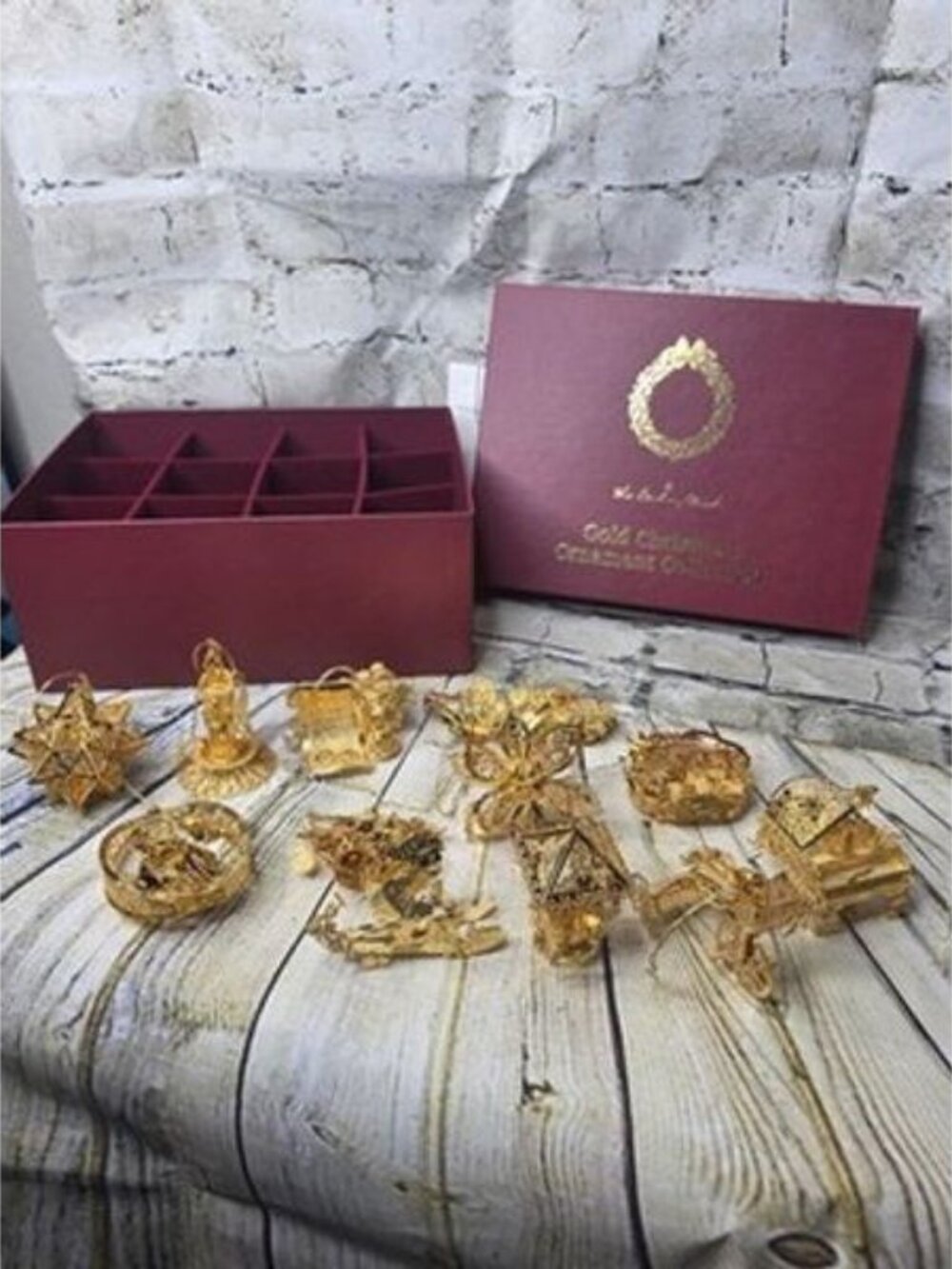 Danbury Mint Gold Christmas Ornaments SET OF 12 With Box Some 2003 and Other Yrs